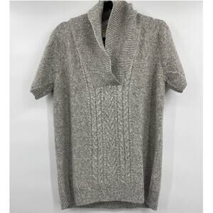 DKNY Jeans Women Gray Knit Cowl Neck Short Sleeve Sweater Medium
